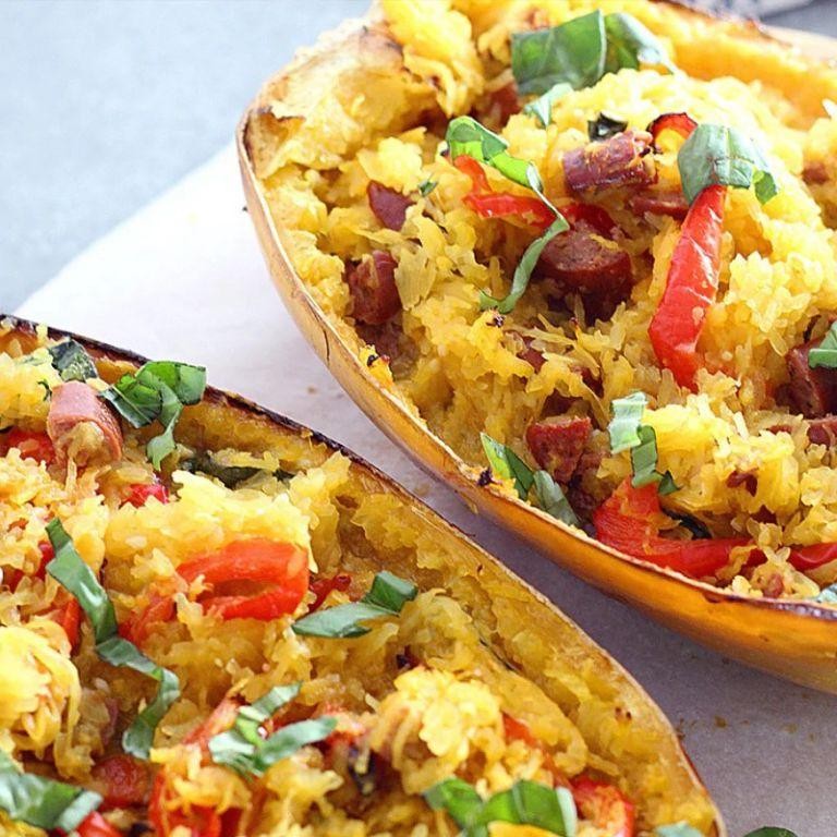 Roasted Red Pepper Spaghetti Squash Casserole