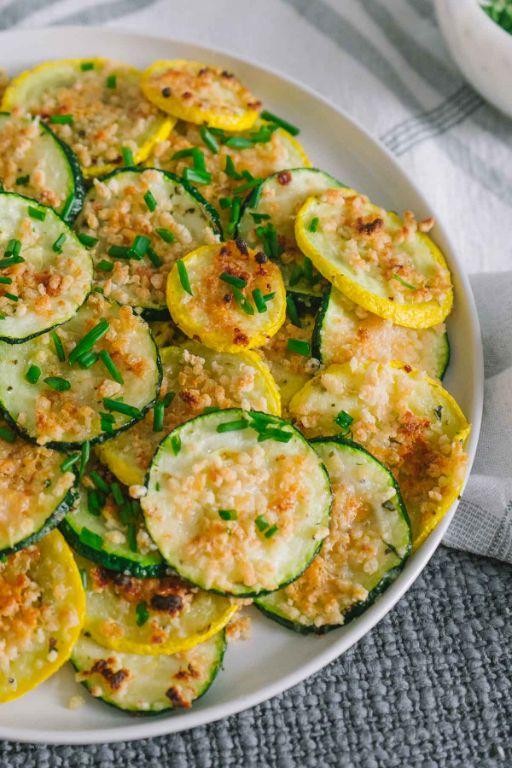 Roasted Zucchini and Squash with Parmesan Crisps