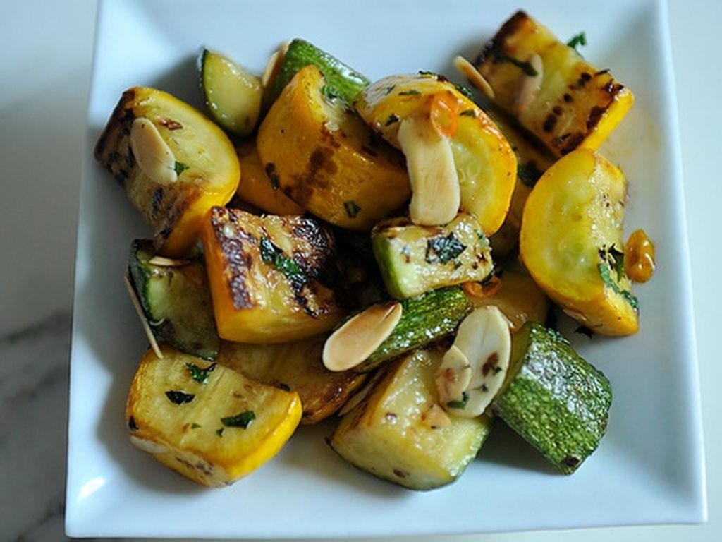 Roasted Zucchini and Squash with Toasted Almonds