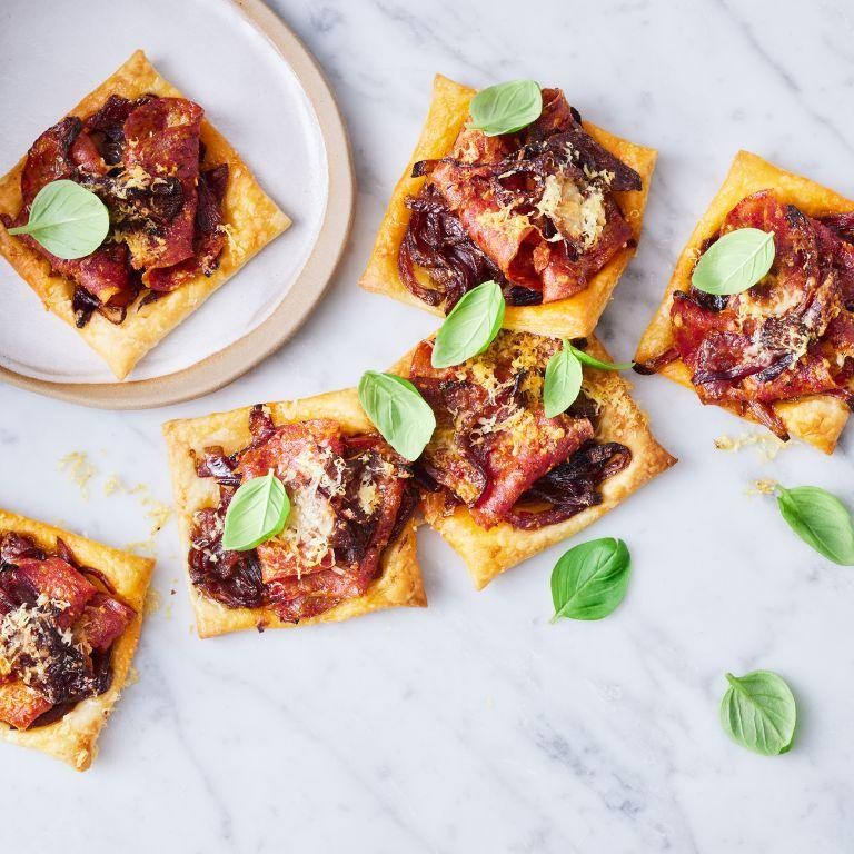 Salami and Caramelized Onion Tart