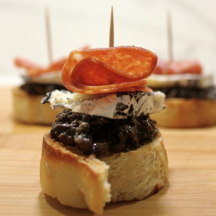 Salami and Olive Tapenade Crostini