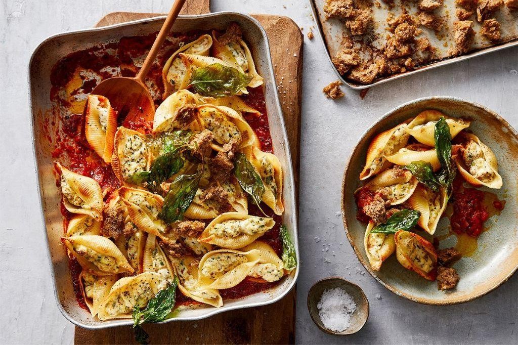 Salami and Ricotta Stuffed Shells