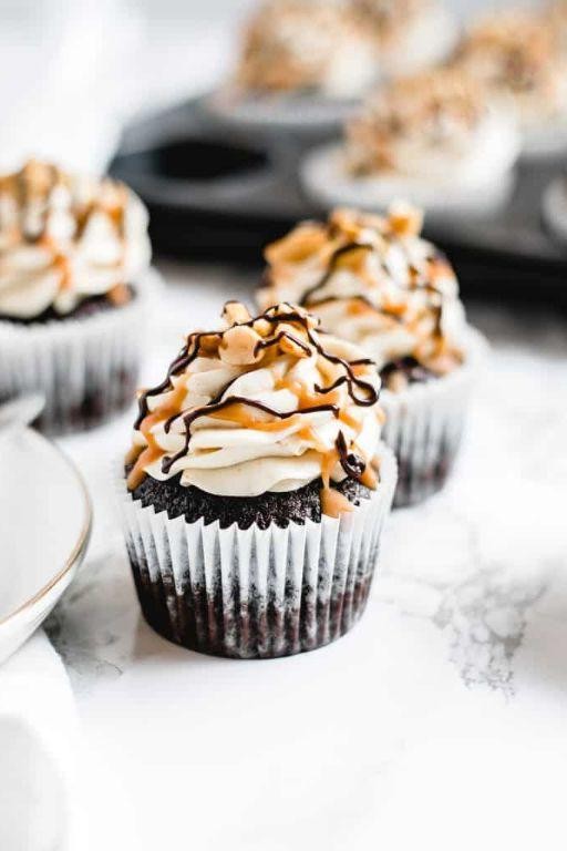Salted Caramel Peanut Butter Cupcakes