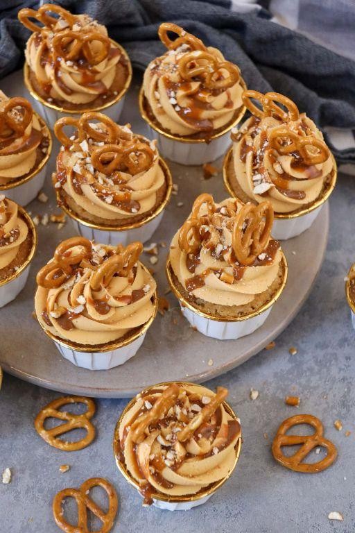 Salted Caramel Pretzel Cupcakes