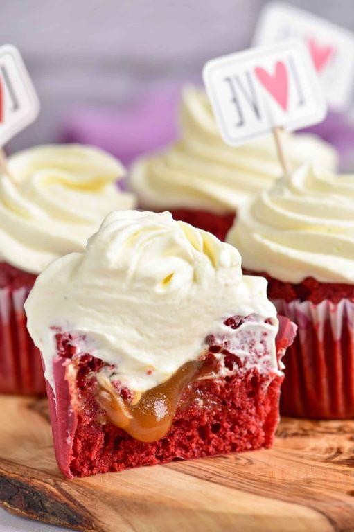 Salted Caramel Red Velvet Cupcakes