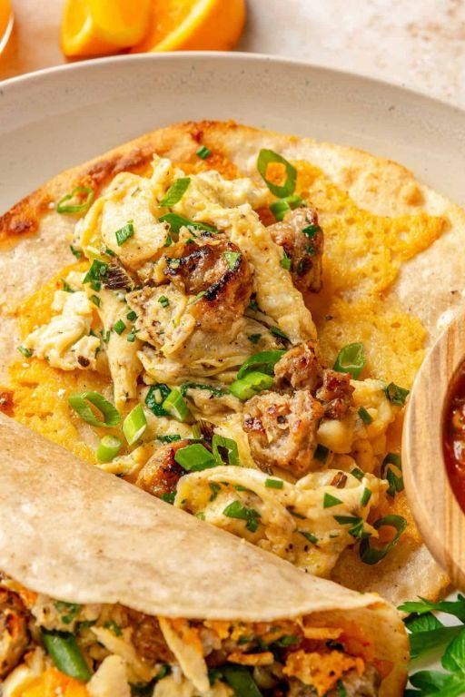 Sausage and egg breakfast tacos
