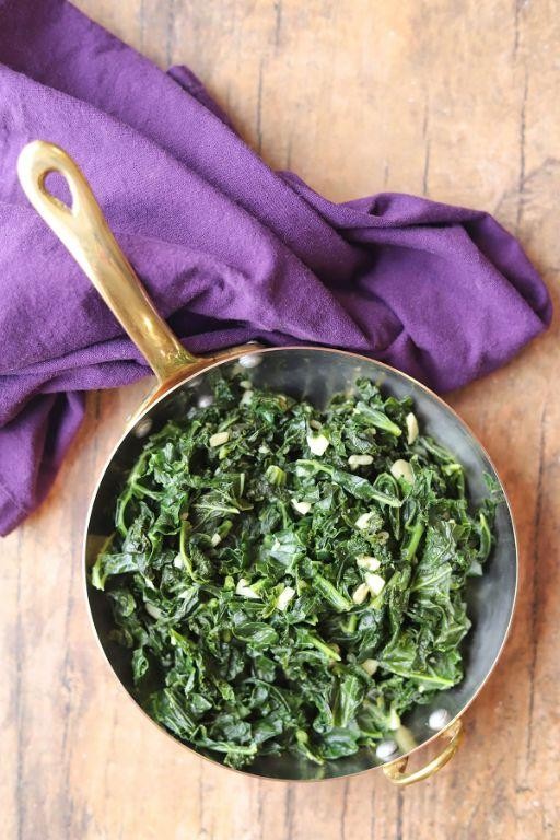 Sautéed Purple Kale with Garlic and Chili Flakes