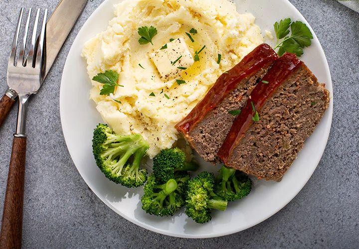 Savory Homemade Meatloaf with Mashed Potatoes