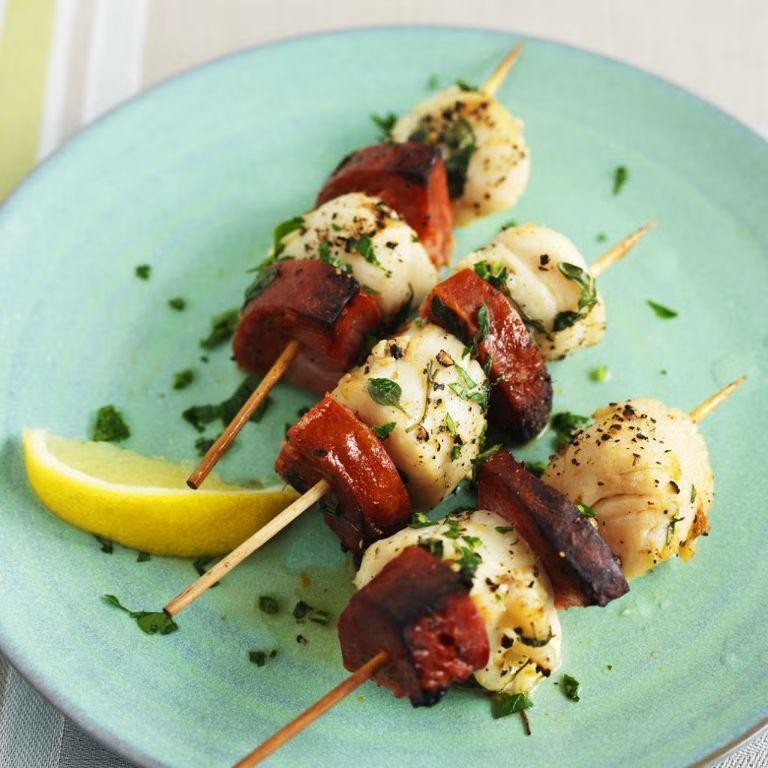 Scallops and Chorizo Skewers