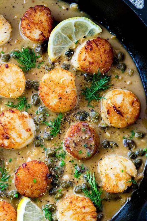 Scallops with Lemon Caper Sauce