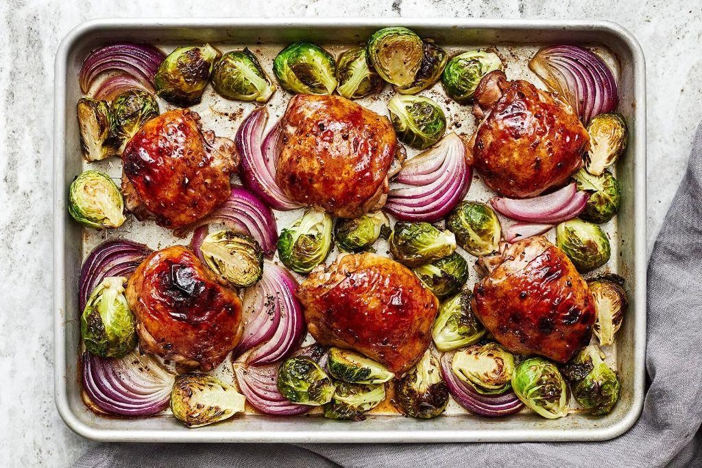 Sheet Pan Balsamic Glazed Chicken and Brussels Sprouts