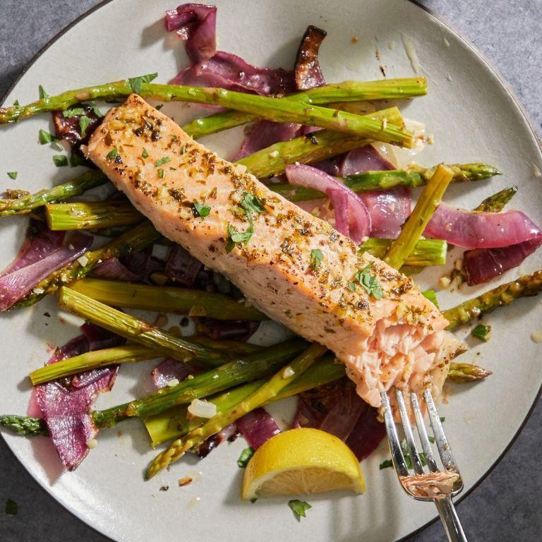 Sheet Pan Garlic Butter Salmon and Asparagus
