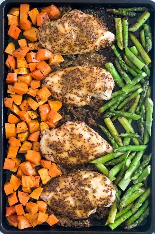 Sheet Pan Honey Mustard Chicken and Sweet Potatoes