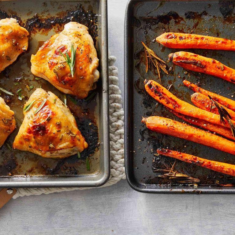 Sheet Pan Maple Glazed Carrots and Chicken Thighs