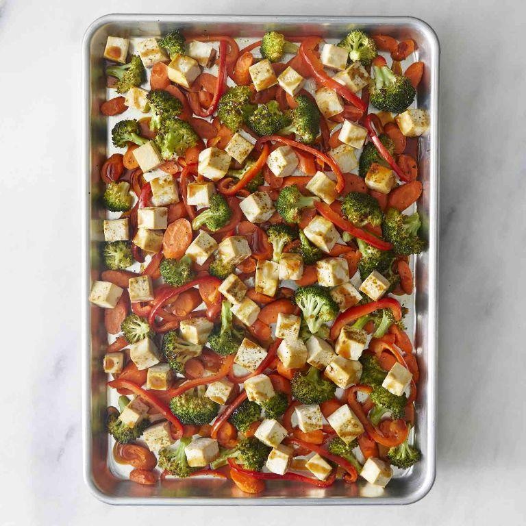 Sheet Pan Teriyaki Tofu with Broccoli and Carrots