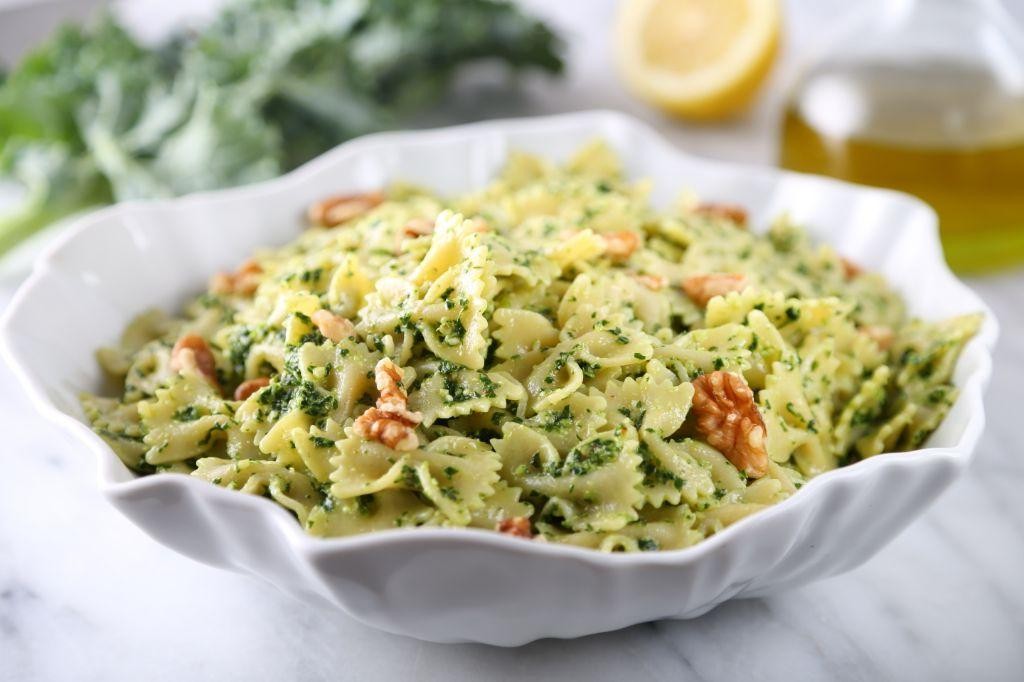 Shrimp and Kale Pesto Farfalle