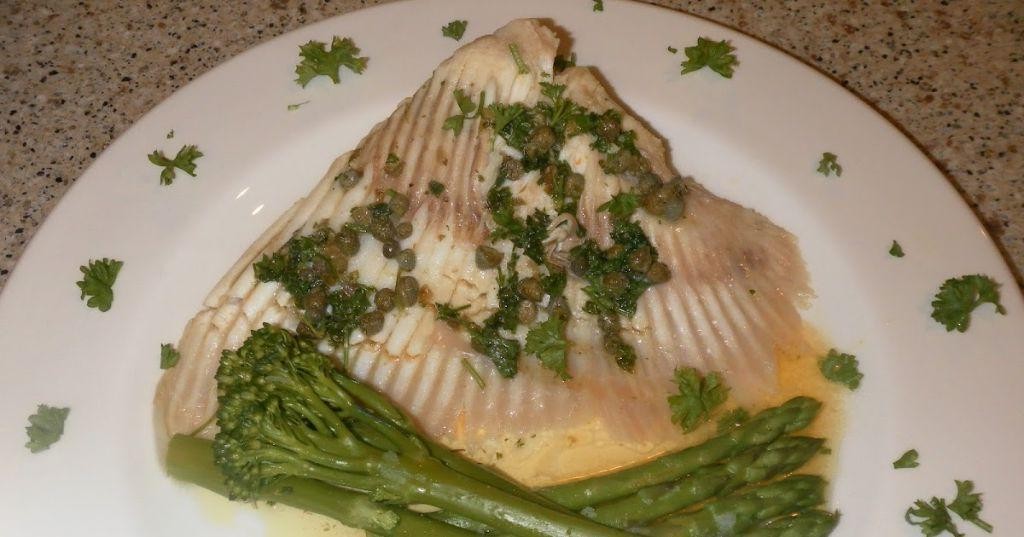 Skate Wing Poached in White Wine and Herbs