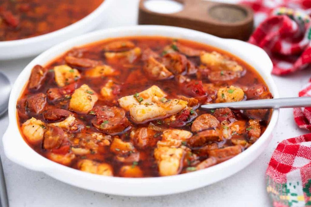 Skate and Chorizo Stew with Tomatoes