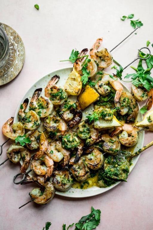 Skate and Shrimp Skewers with Chimichurri