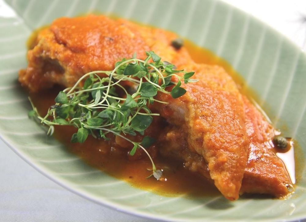 Skate with Tomato and Olive Sauce