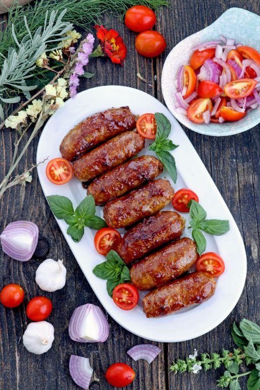 Skinless Longanisa and Vegetable Skewers