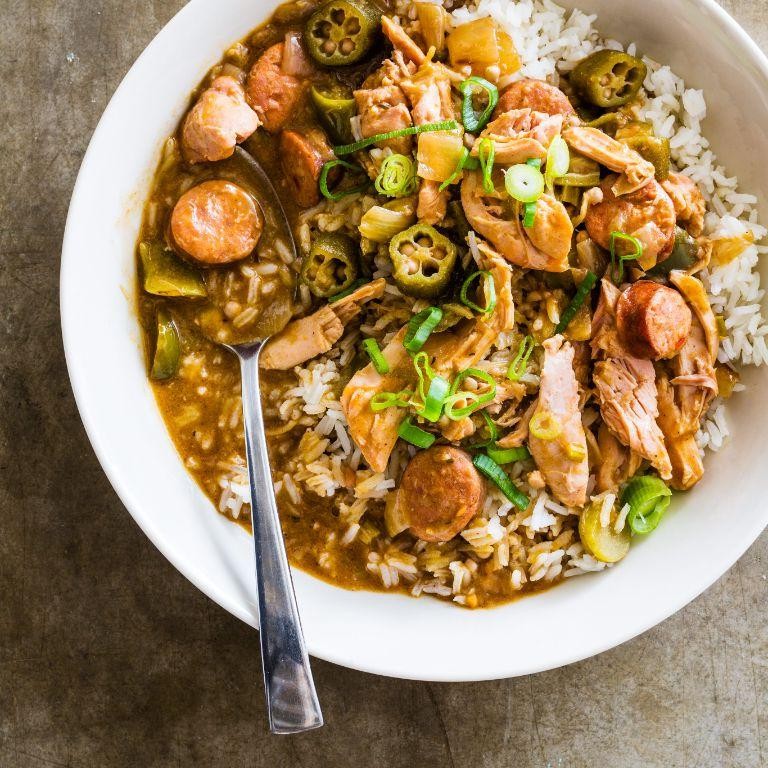 Slow Cooker Bone-In Chicken and Sausage Gumbo