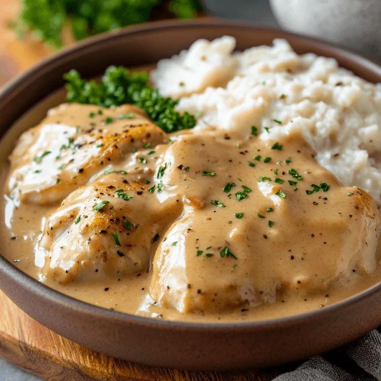Slow Cooker Bone-In Chicken with Creamy Gravy