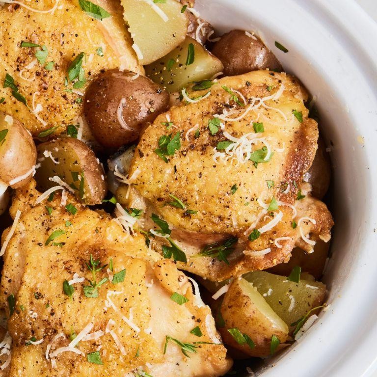 Slow Cooker Garlic Parmesan Bone-In Chicken
