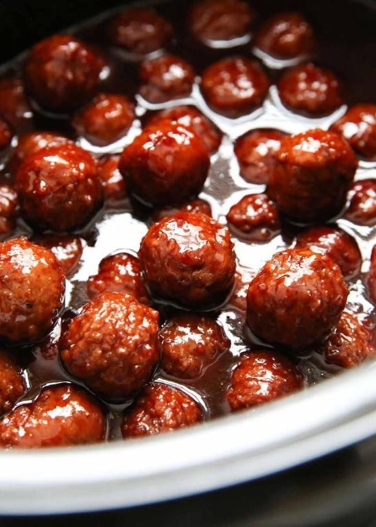 Slow Cooker Grape Jelly BBQ Meatballs