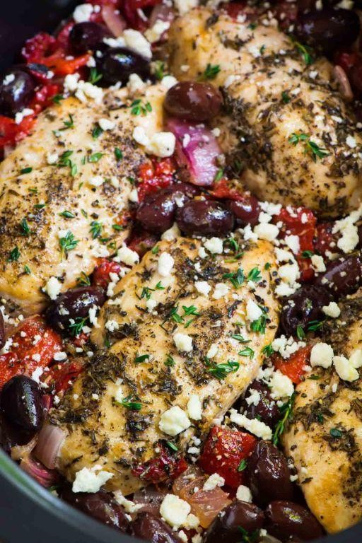 Slow Cooker Greek Chicken with Olives and Feta