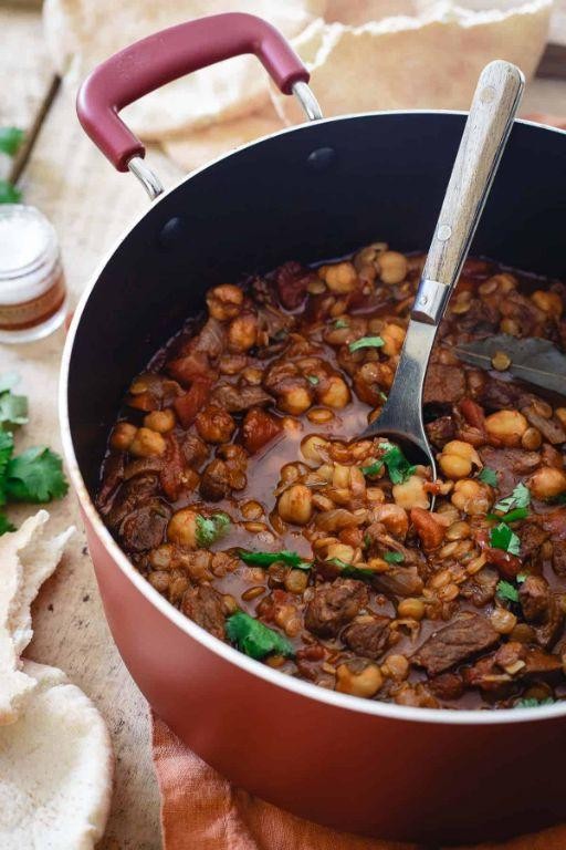 Slow Cooker Lamb Stew with Lentils and Tomatoes