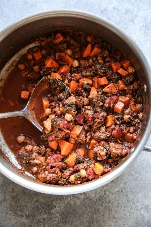 Slow Cooker Lamb Stew with Sweet Potatoes and Kale