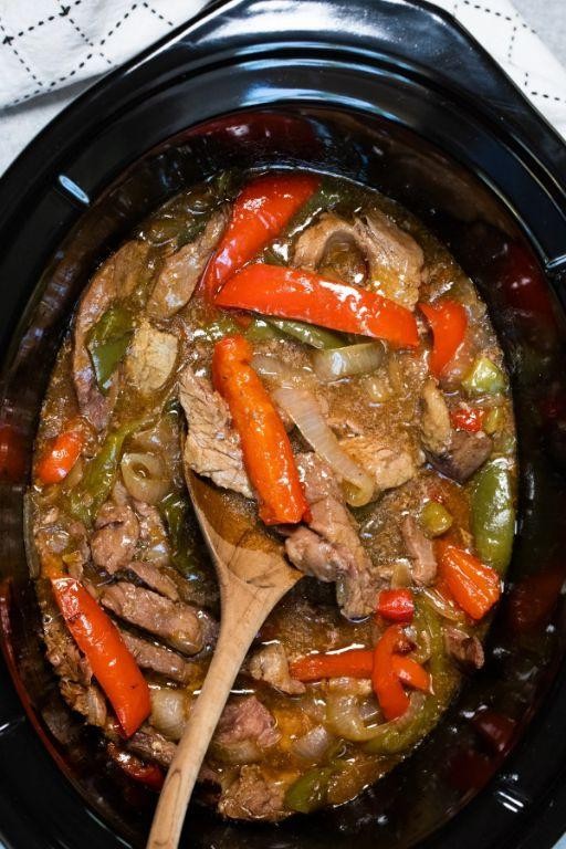 Slow Cooker Pepper Steak with Sweet Onions