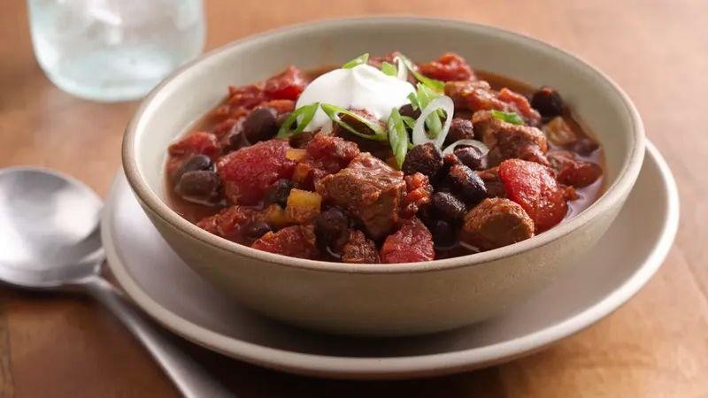 Slow Cooker Steak and Black Bean Chili