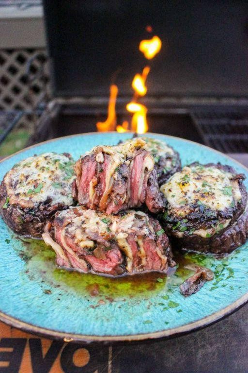 Smoked Gouda and Caramelized Onion Flank Steak Pinwheels
