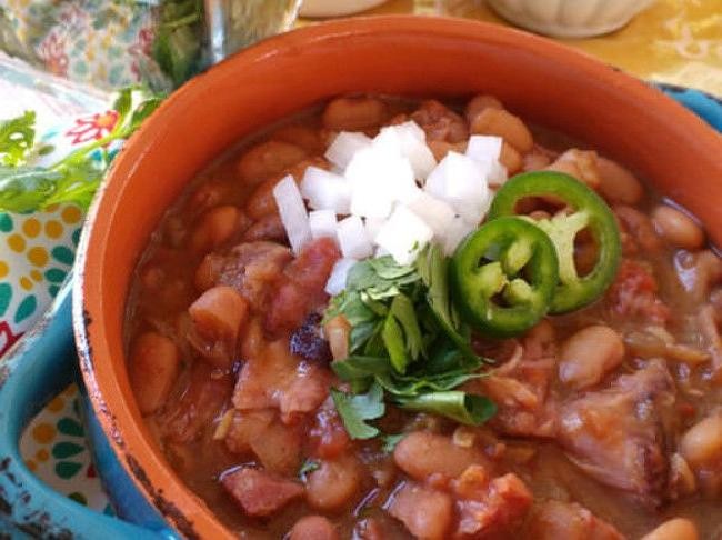 Smoky Borracho Beans with Ham Hock and Cilantro