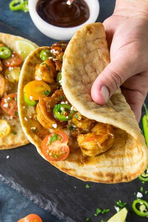 Smoky Paprika Shrimp Flatbread with Roasted Red Peppers