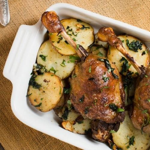 Snow Goose Confit with Herbed Potatoes