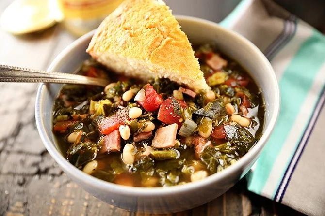 Southern Collard Greens and Ham Hock Soup