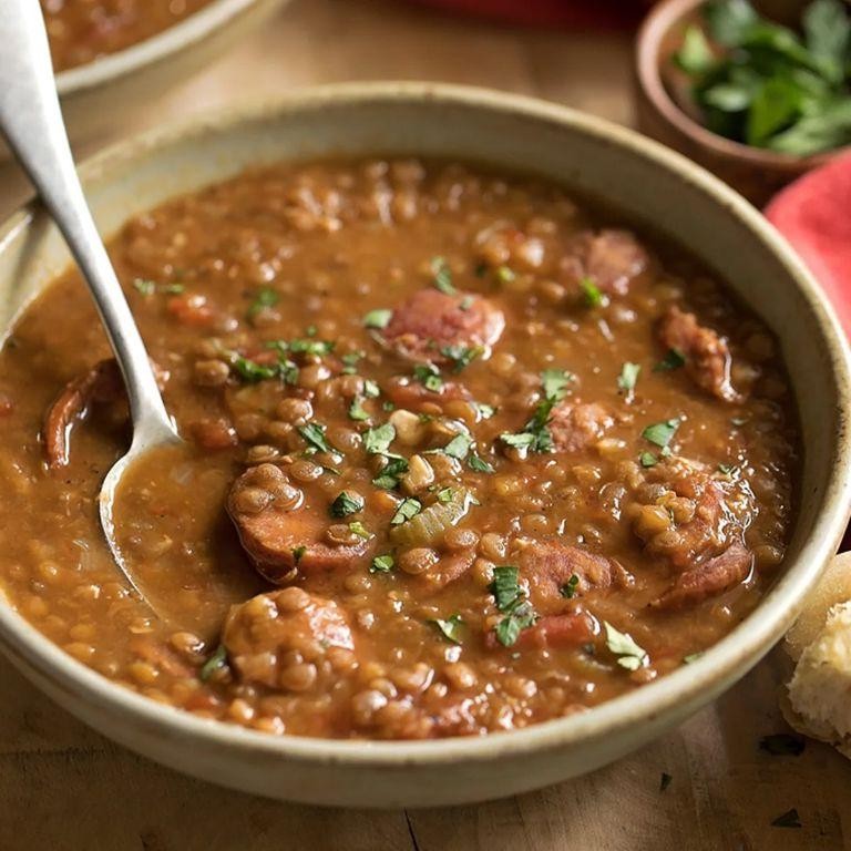 Southern-Style Lentil Soup with Smoked Sausage