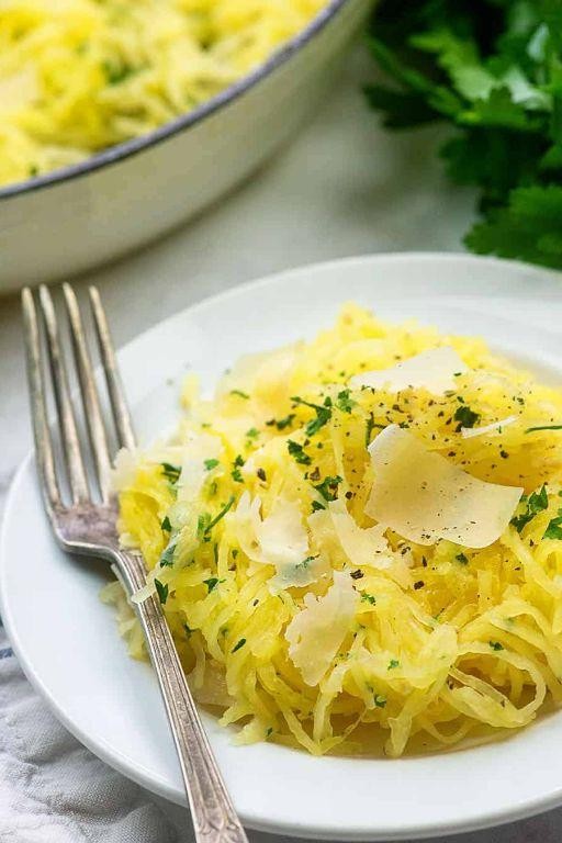 Spaghetti Squash with Garlic Butter and Parmesan