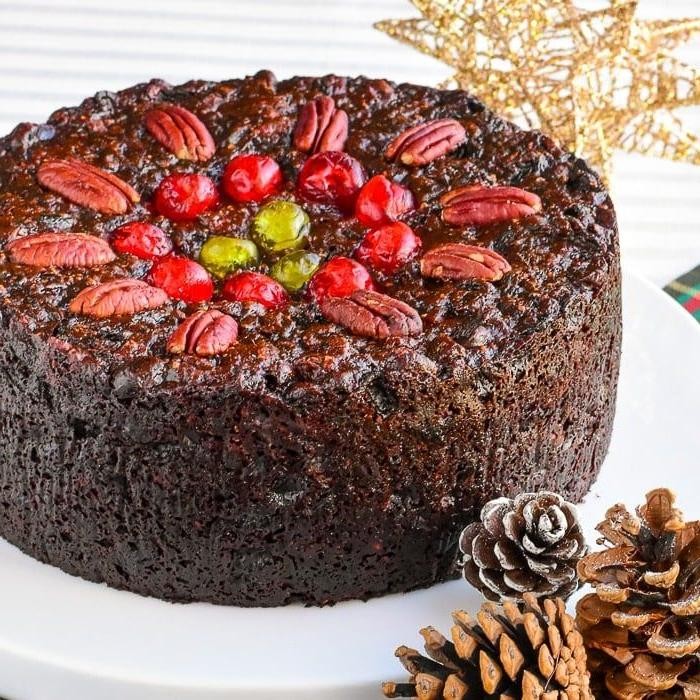 Spiced Dark Fruit Cake with Molasses and Walnuts