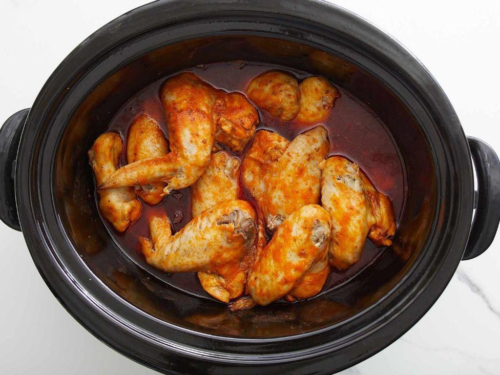 Spicy Buffalo Bone-In Chicken Wings in the Crock Pot