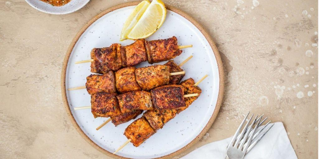 Spicy Cajun Keta Salmon Skewers
