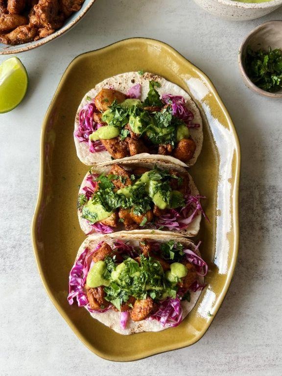 Spicy Chicken Tacos with Avocado Salsa