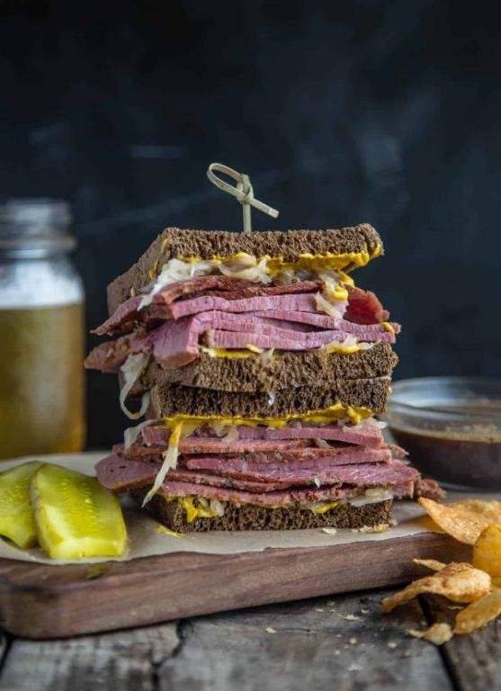 Spicy Corned Beef Sandwich with Jalapeños and Pepper Jack