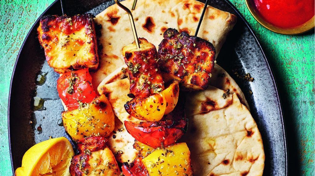 Spicy Grilled Halloumi Skewers with Lemon Herb Marinade
