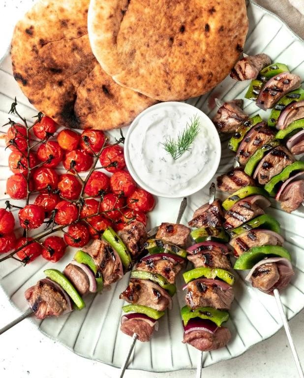 Spicy Grilled Lamb Kebabs with Tzatziki