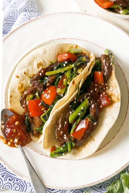 Spicy Ground Beef and Broccoli Tacos