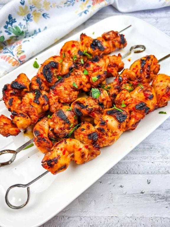 Spicy Harissa Grilled Chicken Skewers